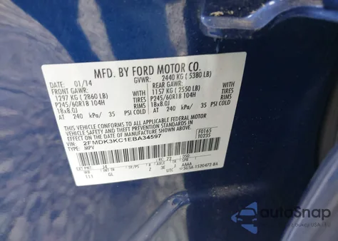 2014 Ford Edge Limited из США, поврежденный, VIN 2FMDK3KC1EBA34597